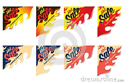 Hot sale price offer deal vector labels stickers. Corner form wi Vector Illustration