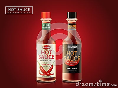 Hot sauce package design Vector Illustration