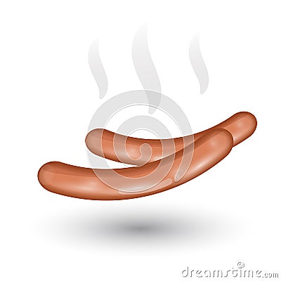 Hot Sausages Isolated on White Background. Icon for Your Design Vector Illustration