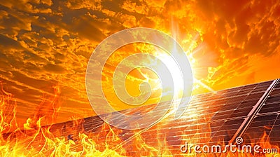 A hot scorching day has no effect on the performance of solar panels as they remain dependable in extreme weather Stock Photo