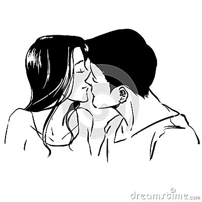 Hot sensual kiss, vector drawing Vector Illustration