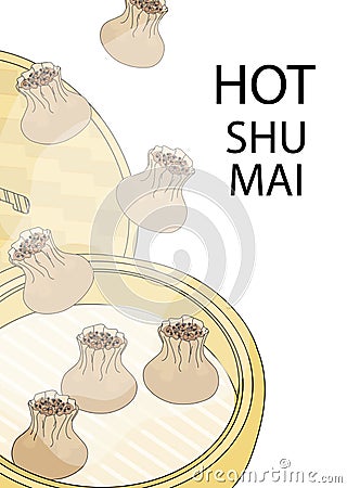 Hot shumai steamed dumplings poster vector illustration Vector Illustration