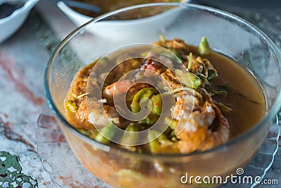 Hot and Sour Katuri Flower Soup at street food Stock Photo