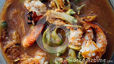 Hot and Sour Katuri Flower Soup at street food Stock Photo