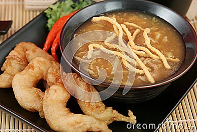 Hot & Sour Soup with Prawns Stock Photo