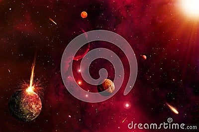 Space Meteors and Stars Stock Photo