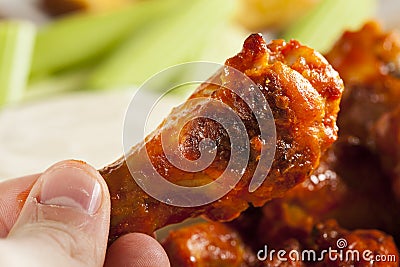 Hot and Spicey Buffalo Chicken Wings Stock Photo