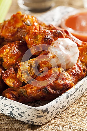 Hot and Spicey Buffalo Chicken Wings Stock Photo