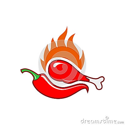 Hot spicy chilli chicken logo icon Vector Illustration