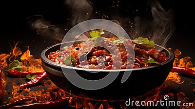 hot spicy mexican food flaming Cartoon Illustration