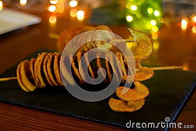 Tornado Potato with hot & spicy taste Stock Photo