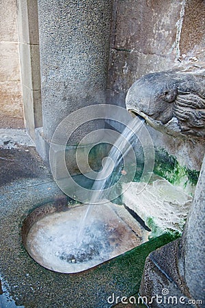 Hot spring at Caldes de Montbui, Catalonia, Spain. Water temperature 76 ÂºC Stock Photo