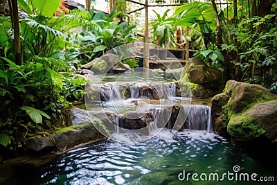 hot spring with plants thriving in warm waters Stock Photo