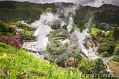 Hot spring waters in Furnas, Sao Miguel. Azores. Portugal Stock Photo