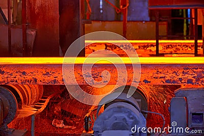 Hot steel slab heated Stock Photo