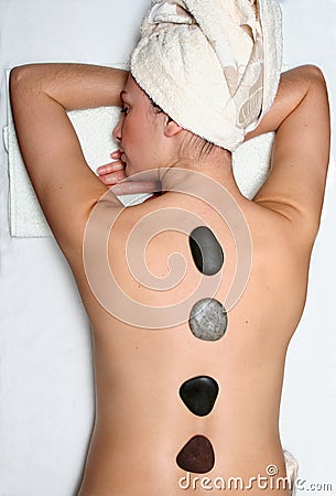 Hot stone massage Stock Photo