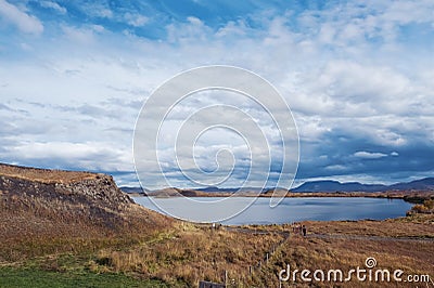 Hot sulfuric steam vent spewing sulfur steam in the hot sulfuric and geothermal aria Stock Photo