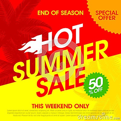 Hot Summer Sale banner Vector Illustration