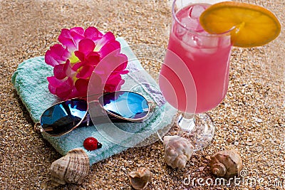 Hot summer and sandy beach Stock Photo