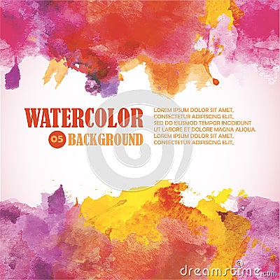 Hot Summer Watercolor Background with place for text. Warm color Stock Photo