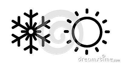 Hot sun and cold snowflake icon Vector Illustration