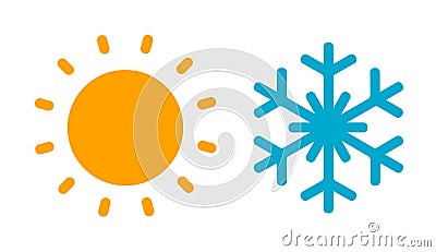 Hot sun and cold snowflake icon. Vector Illustration