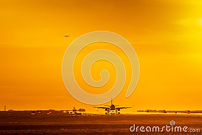 Hot sunset landings Stock Photo
