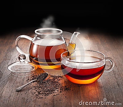 Hot Tea Teapot Cup Stock Photo