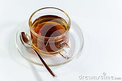 Hot tea in transparant cup Stock Photo