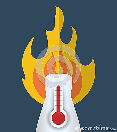 Hot thermometer fire weather concept Vector Illustration