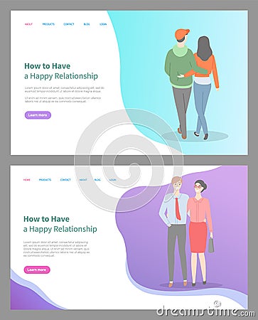 Hot to Build Happy Relationship People in Love Set. Vector Illustration