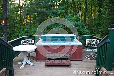 Hot tub on deck Stock Photo