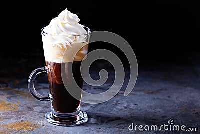 Hot viennese coffee with whipped cream Stock Photo