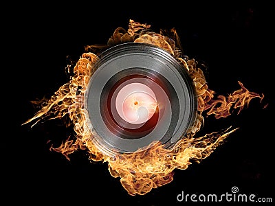 Hot Vinyl on Fire Stock Photo