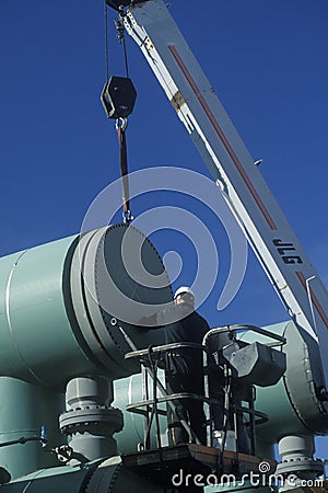 Hot water to electric power at the Geothermal Power Plant at Mammoth-Pacific, CA Editorial Stock Photo