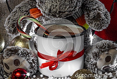 Image of hot chocolate with christmas decorations Stock Photo