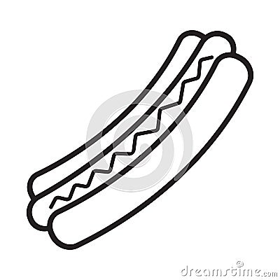 Hotdog bread or hot dog line art icon for apps and websites Vector Illustration