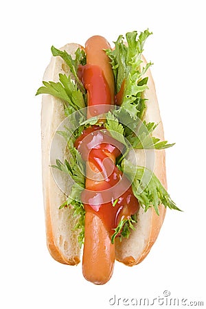 Hotdog with ketchup Stock Photo
