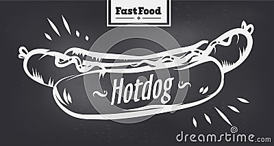 Hotdog poster with cool design Vector Illustration