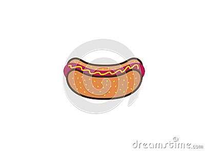 Hotdog sandwich witn sausage and ketchup for logo design Cartoon Illustration