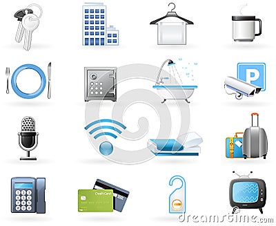 Hotel accommodation amenities Vector Illustration