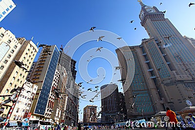 Hotel and accomodation and daily life in street of holy city Mecca, during hajj and umrah period. Editorial Stock Photo