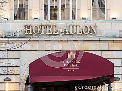 Hotel Adlon Kempinski Sign in Berlin Editorial Stock Photo