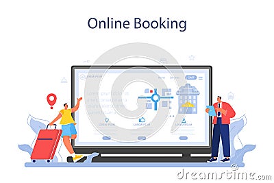 Hotel administrator online service or platform. Tourism service, Vector Illustration