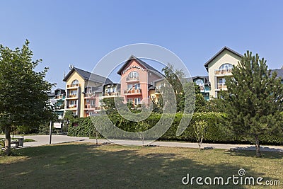 Hotel `Anapa Lazurnaya` on Pionersky prospect of the resort village of Dzhemete, Anapa Editorial Stock Photo