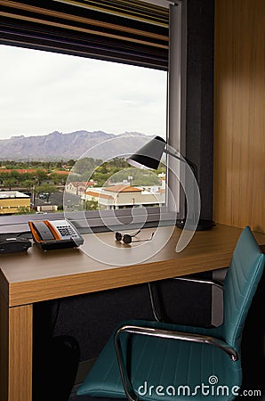 Hotel Apartment Built In Office Desk Stock Photo