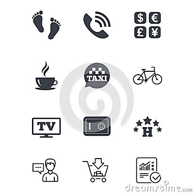 Hotel, apartment services icons. Coffee sign. Vector Illustration