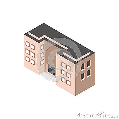 Hotel apartments building isometric style Vector Illustration