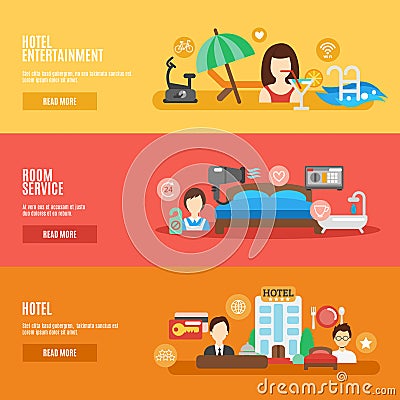 Hotel Banner Set Vector Illustration