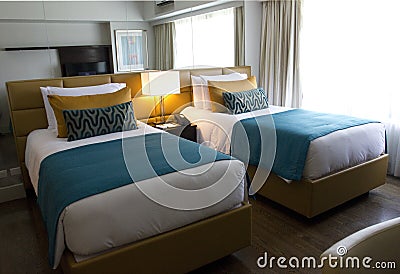 Hotel bedroom Stock Photo